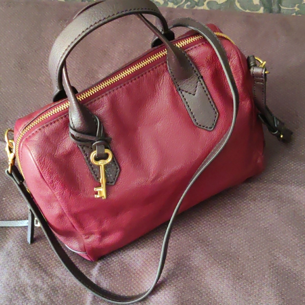 Fossil Leather Sidney Satchel in Oxblood (two tone)